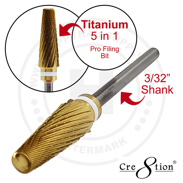 Cre8tion Carbide Nail Bit Pro Filing Bit 3/32 Shank Gold