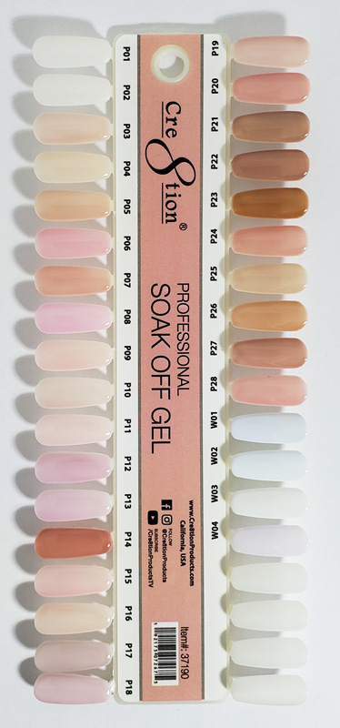 Cre8tion - Color Chart Soak Off Gel P01 - P28, W01-W04